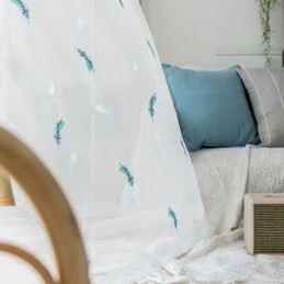Rideau Transparent Brodé De Plumes Sur Mesure, Minimaliste Et Respirant, Pour Salon Et Chambre À Coucher