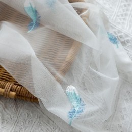 Rideau Transparent Brodé De Plumes Sur Mesure, Minimaliste Et Respirant, Pour Salon Et Chambre À Coucher