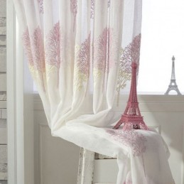 Rideau Transparent Nordique Sur Mesure En Tulle Avec Arbres Pour Salon Et Chambre À Coucher
