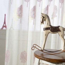 Rideau Transparent Nordique Sur Mesure En Tulle Avec Arbres Pour Salon Et Chambre À Coucher
