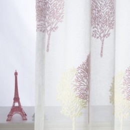 Rideau Transparent Nordique Sur Mesure En Tulle Avec Arbres Pour Salon Et Chambre À Coucher