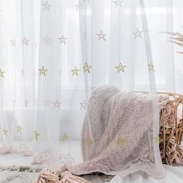 Rideau Brodé Haut De Gamme Sur Mesure, Motif Pentagramme, Transparent, Pour Salon, Chambre À Coucher