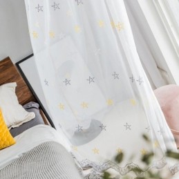 Rideau Brodé Haut De Gamme Sur Mesure, Motif Pentagramme, Transparent, Pour Salon, Chambre À Coucher
