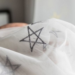 Rideau Brodé Haut De Gamme Sur Mesure, Motif Pentagramme, Transparent, Pour Salon, Chambre À Coucher