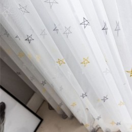 Rideau Brodé Haut De Gamme Sur Mesure, Motif Pentagramme, Transparent, Pour Salon, Chambre À Coucher