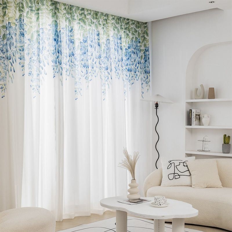 Rideau Transparent Moderne Sur Mesure, Imprimé Plantes, Pour Fenêtre De Salon Ou Balcon