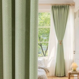 Rideaux Occultants En Jacquard À Feuilles Pour Salon
