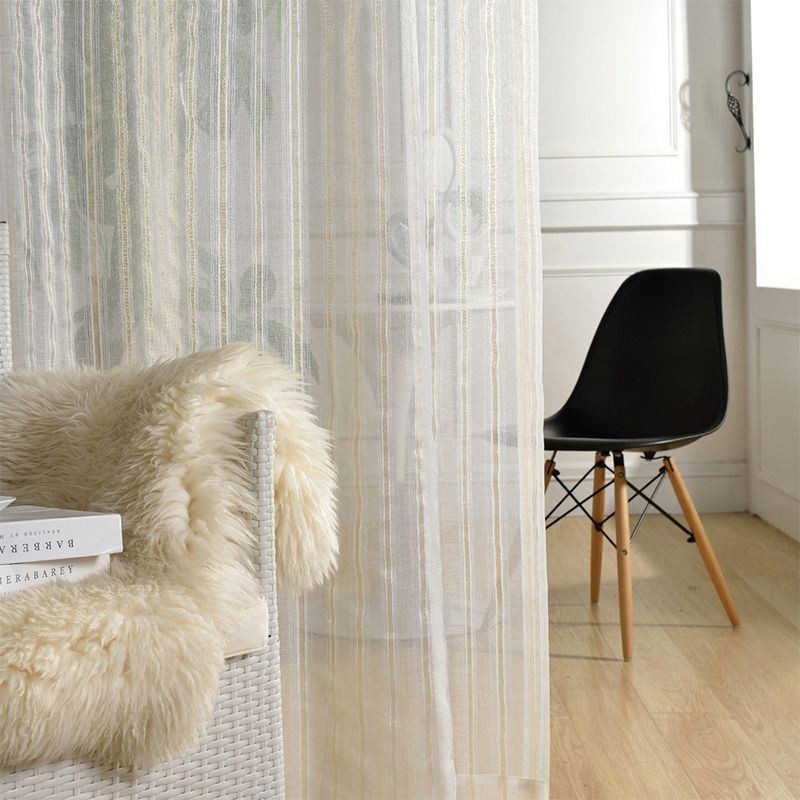 Rideau Transparent Nordique Sur Mesure En Tulle À Rayures Pour Salon Et Chambre À Coucher