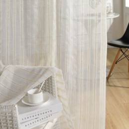 Rideau Transparent Nordique Sur Mesure En Tulle À Rayures Pour Salon Et Chambre À Coucher