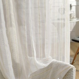 Rideau Transparent Nordique Sur Mesure En Tulle À Rayures Pour Salon Et Chambre À Coucher