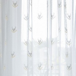 Rideau Transparent Classique Sur Mesure, En Tulle Brodé Motif Cerf, Pour Salon