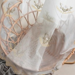 Rideau Transparent Classique Sur Mesure, En Tulle Brodé Motif Cerf, Pour Salon