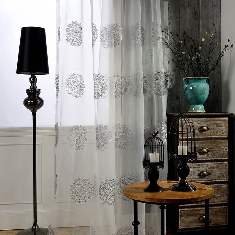 Rideau En Tulle Brodé Moderne, Rideau Sur Mesure, Voilage Transparent, Pour Salon, Chambre À Coucher