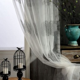 Rideau En Tulle Brodé Moderne, Rideau Sur Mesure, Voilage Transparent, Pour Salon, Chambre À Coucher