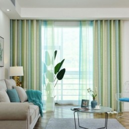 Rideau Semi-Occultant Simple Sur Mesure, Imprimé À Rayures Colorées, Pour Salon
