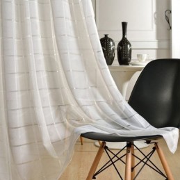 Rideau Transparent En Jacquard Géométrique Sur Mesure, Tulle De Luxe Pour Salon Et Chambre À Coucher