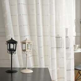 Rideau Transparent En Jacquard Géométrique Sur Mesure, Tulle De Luxe Pour Salon Et Chambre À Coucher
