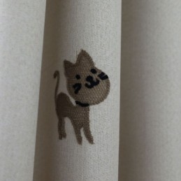 Rideau Occultant Contemporain Max Sur Mesure, Motif Chat Souriant Brodé, Pour Chambre À Coucher