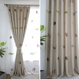Rideau Occultant Contemporain Max Sur Mesure, Motif Chat Souriant Brodé, Pour Chambre À Coucher