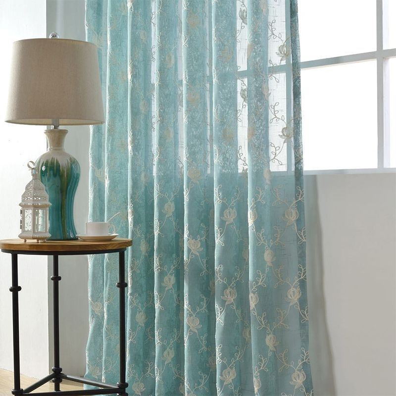Rideaux En Voile Brodé À Motifs Végétaux Pour Fenêtre De Salon Ou De Chambre À Coucher, Rideaux Sur Mesure