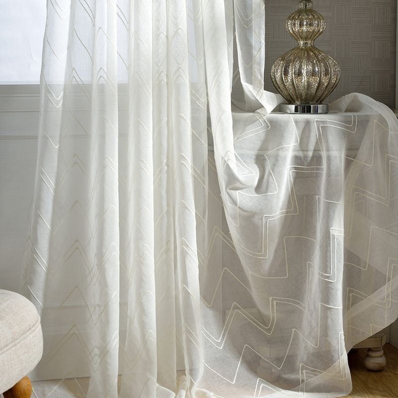 Rideaux Transparents Blancs Brodés Pour Fenêtres, Rideaux Sur Mesure Pour Salon, Chambre À Coucher