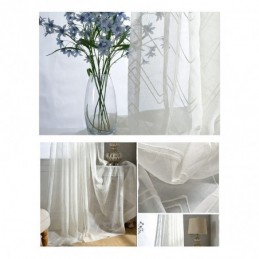 Rideaux Transparents Blancs Brodés Pour Fenêtres, Rideaux Sur Mesure Pour Salon, Chambre À Coucher