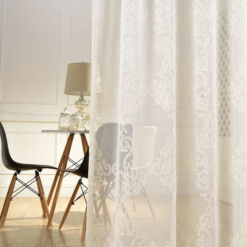 Rideau Transparent Brodé Sur Mesure, Décoration Blanche Pour Fenêtre, Salon, Chambre À Coucher