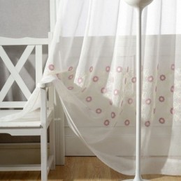 Rideau En Tulle Brodé Nordique Sur Mesure, Voile Floral Transparent Pour Salon