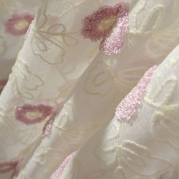 Rideau En Tulle Brodé Nordique Sur Mesure, Voile Floral Transparent Pour Salon