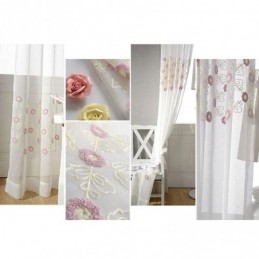 Rideau En Tulle Brodé Nordique Sur Mesure, Voile Floral Transparent Pour Salon