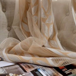Rideaux Transparents Nordiques En Tulle Jacquard À Feuilles Pour Salon