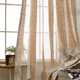 Rideaux Transparents Nordiques En Tulle Jacquard À Feuilles Pour Salon
