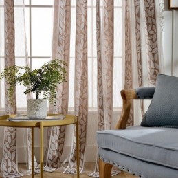 Rideaux Transparents Nordiques En Tulle Jacquard À Feuilles Pour Salon