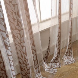 Rideaux Transparents Nordiques En Tulle Jacquard À Feuilles Pour Salon