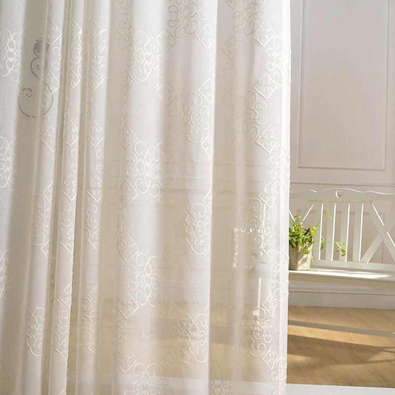 Rideau En Voile Nordique Sur Mesure, Brodé, Transparent, Pour Salon, Chambre À Coucher