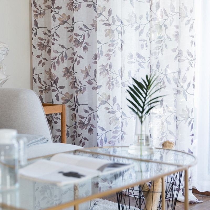 Rideau Imprimé Botanique Sur Mesure En Tulle Transparent Pour Salon Et Chambre À Coucher