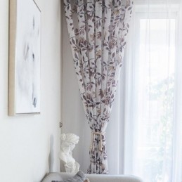 Rideau Imprimé Botanique Sur Mesure En Tulle Transparent Pour Salon Et Chambre À Coucher