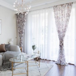 Rideau Imprimé Botanique Sur Mesure En Tulle Transparent Pour Salon Et Chambre À Coucher