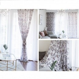 Rideau Imprimé Botanique Sur Mesure En Tulle Transparent Pour Salon Et Chambre À Coucher