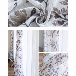 Rideau Imprimé Botanique Sur Mesure En Tulle Transparent Pour Salon Et Chambre À Coucher