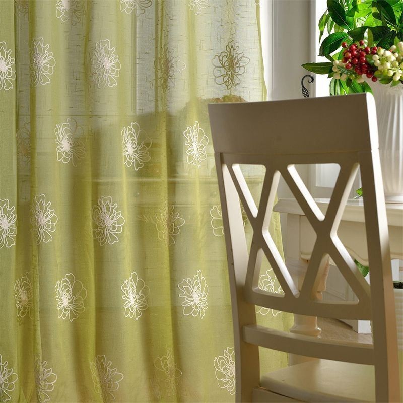 Rideaux En Voile Transparent Brodés À Fleurs, Tulle Décoratif Pour Salon