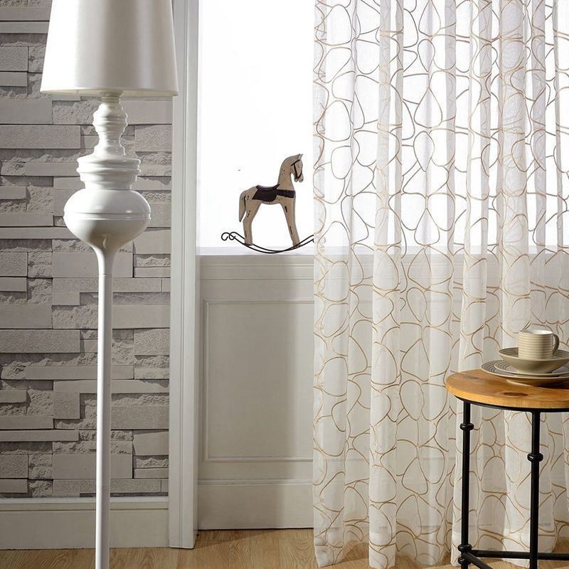 Rideau En Tulle Brodé Moderne Sur Mesure, Voile Transparent Pour Salon