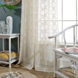 Rideau Brodé Nordique Sur Mesure En Coton Transparent Pour Salon Et Chambre À Coucher