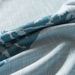 Rideau Occultant À Motif De Feuilles Bleues, Sur Mesure, Moderne Et Minimaliste.