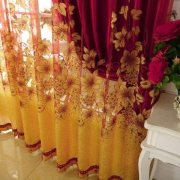 Rideau Transparent Style Campagne Américaine, Fabriqué Sur Mesure, Motif Branches De Fleurs, Jacquard, Pour Fenêtre De Chambre À Coucher