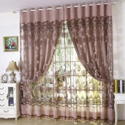 Rideau Transparent Style Campagne Européenne, Fabriqué Sur Mesure, Motif Floral Jacquard, Semi-Occultant, Pour Salon