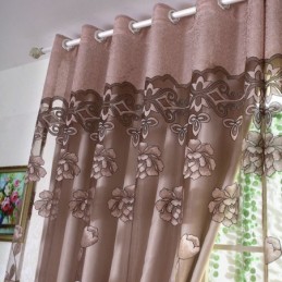 Rideau Transparent Style Campagne Européenne, Fabriqué Sur Mesure, Motif Floral Jacquard, Semi-Occultant, Pour Salon