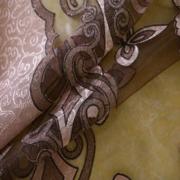 Rideau Transparent Style Campagne Européenne, Fabriqué Sur Mesure, Motif Floral Jacquard, Semi-Occultant, Pour Salon