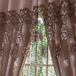 Rideau Transparent Style Campagne Européenne, Fabriqué Sur Mesure, Motif Floral Jacquard, Semi-Occultant, Pour Salon