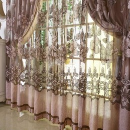 Rideau Transparent Style Campagne Européenne, Fabriqué Sur Mesure, Motif Floral Jacquard, Semi-Occultant, Pour Salon